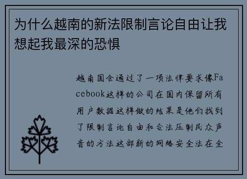 为什么越南的新法限制言论自由让我想起我最深的恐惧 