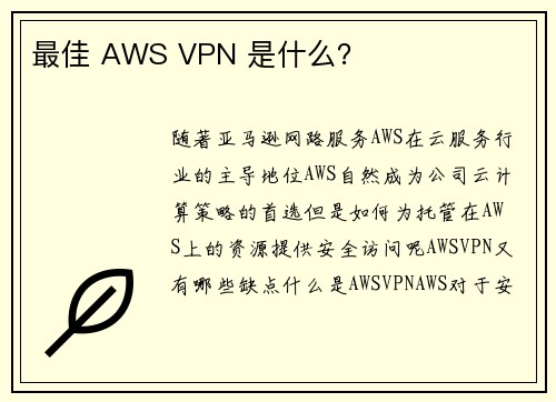 最佳 AWS VPN 是什么？ 